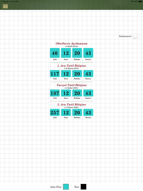 Okul Tatil Sayacı - Geri Sayım iPad screenshot 1 - Education app