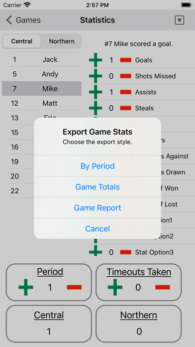 Water Polo Statistics Screenshot