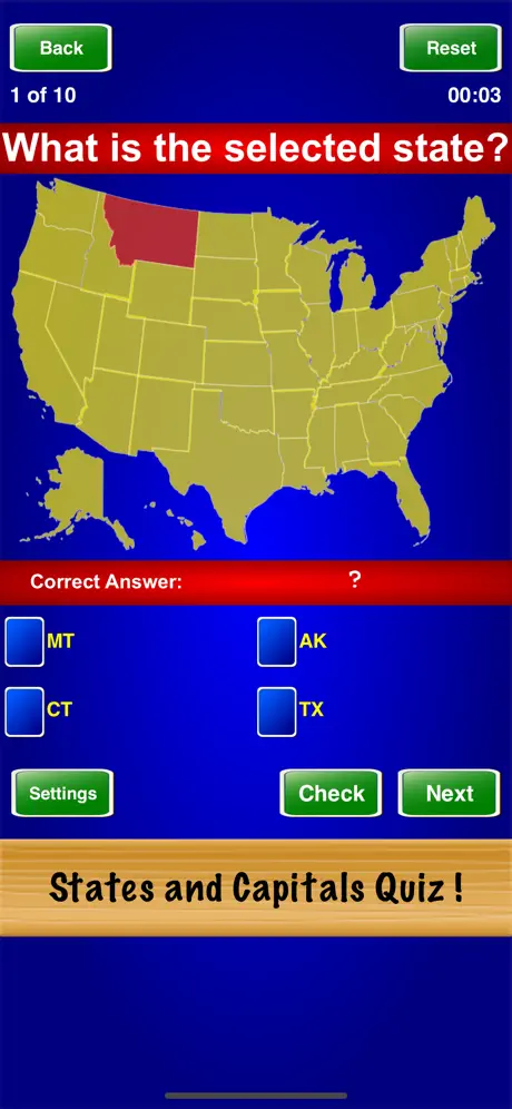 States and Capitals Quiz !