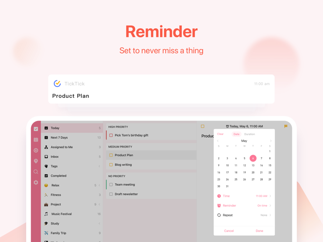‎TickTick: To-Do Liste,Kalender Screenshot