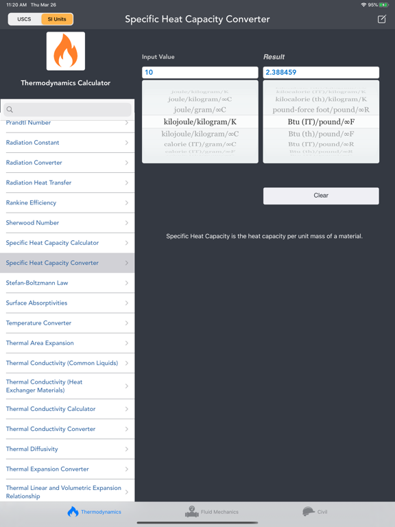 Thermodynamics Calculator lite iPad screenshot 10 - Reference app