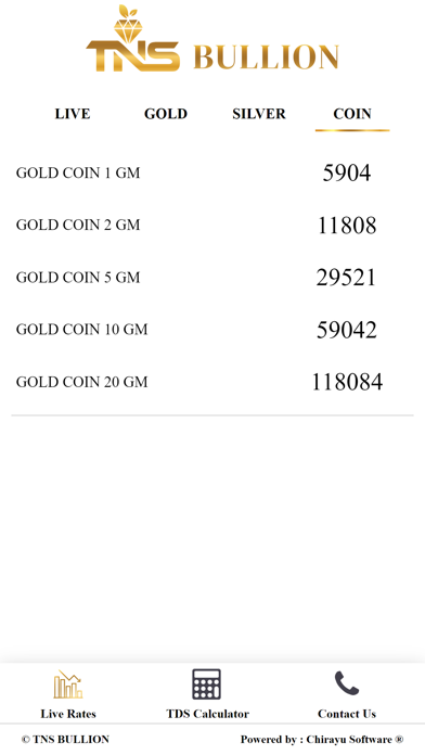 TNS Bullion Screenshot