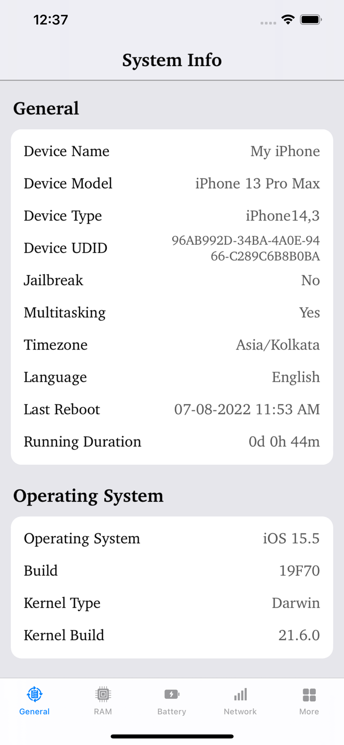 System Info - Monitor RAM and OS