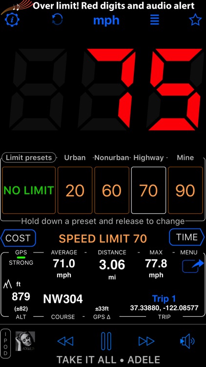 Speedometer 55 GPS Speed & HUD screenshot-3