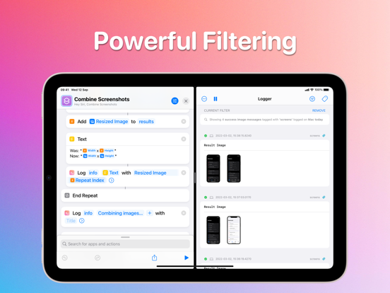Logger for Shortcuts iPad screenshot 4 - Developer Tools app