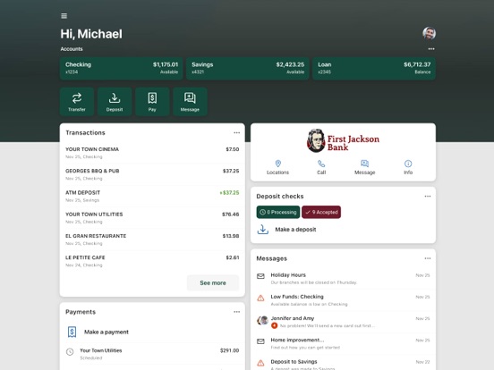 First Jackson Bank iPad screenshot 1 - Finance app