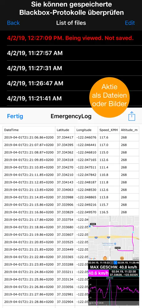 Tacho 55 Start. GPS Black Box