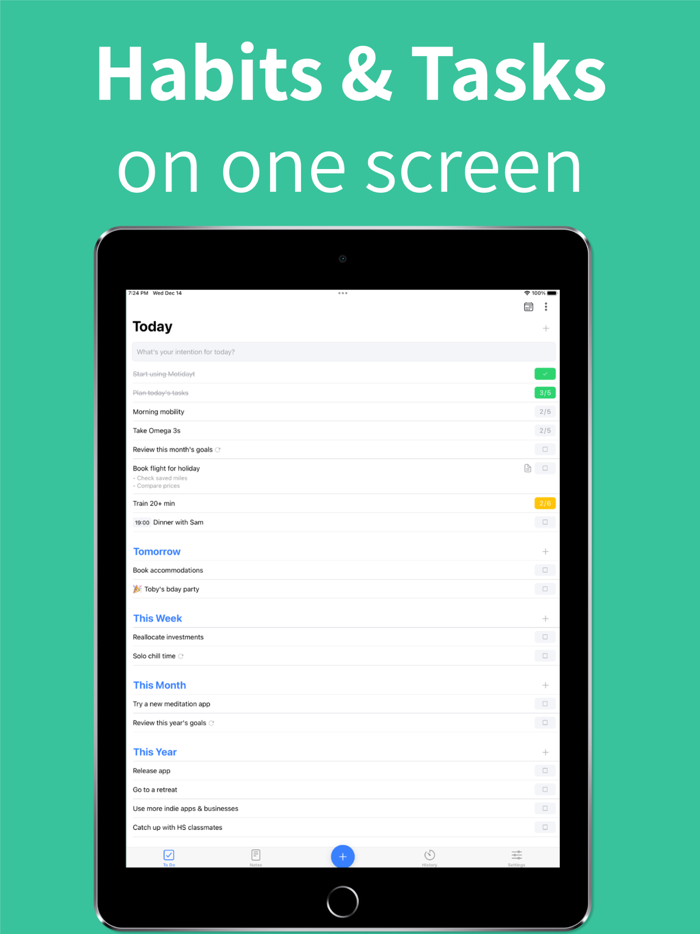Motidayt Habits Tasks Goals