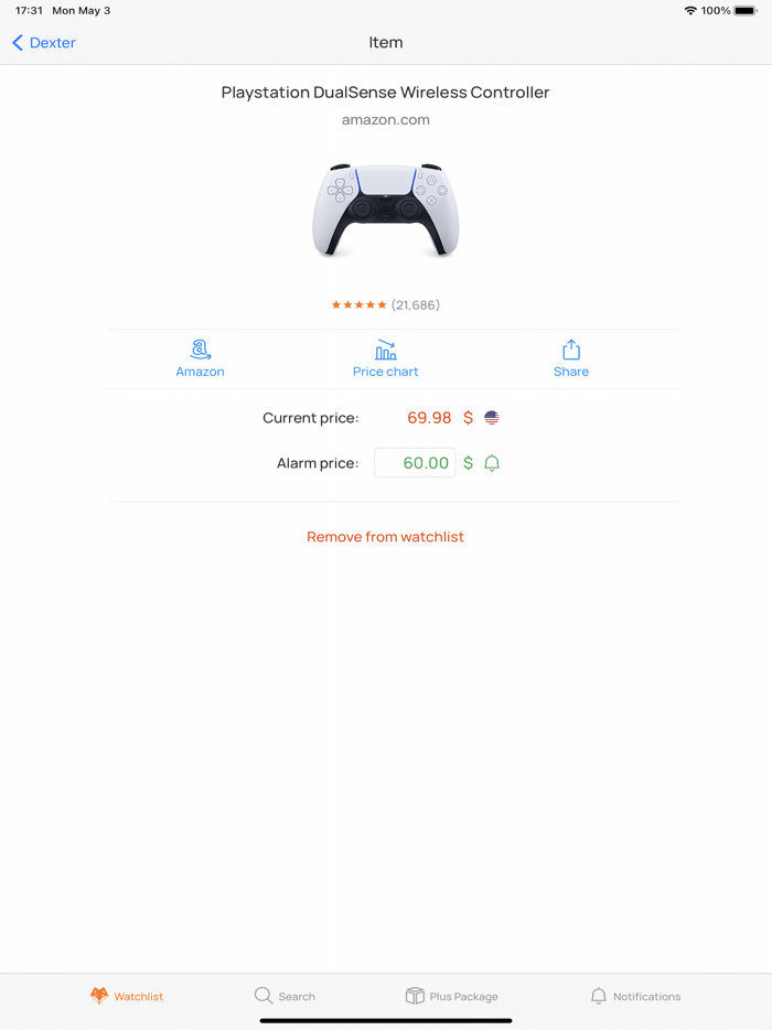 Dexter Price Alert for Amazon