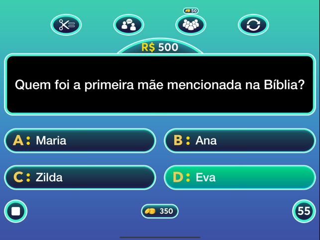 Questionário com 350 perguntas bíblicas.