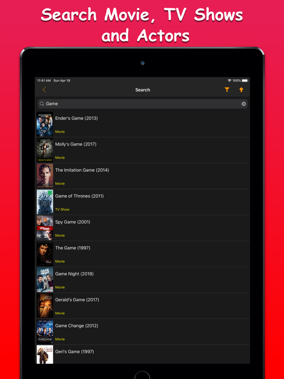 My Movies & TV Shows Watchlist iPad screenshot 8 - Entertainment app