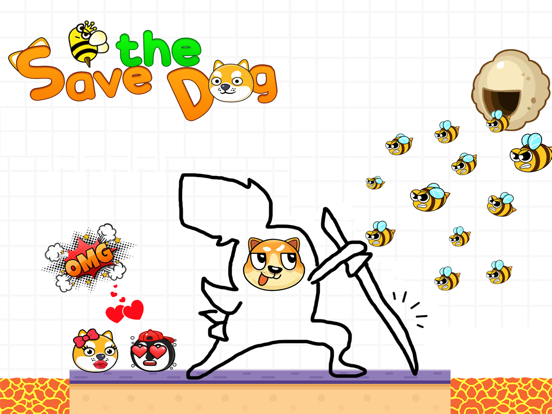 ドージを救う 絵を描いて救う 犬を救う 蜂救助パズルゲームのおすすめ画像1