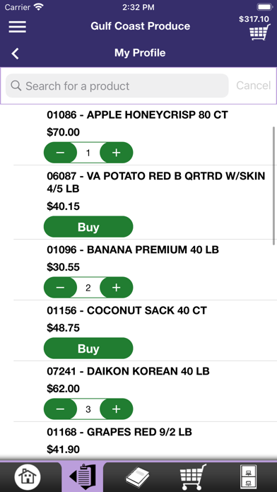 Gulf Coast Produce Checkout Screenshot