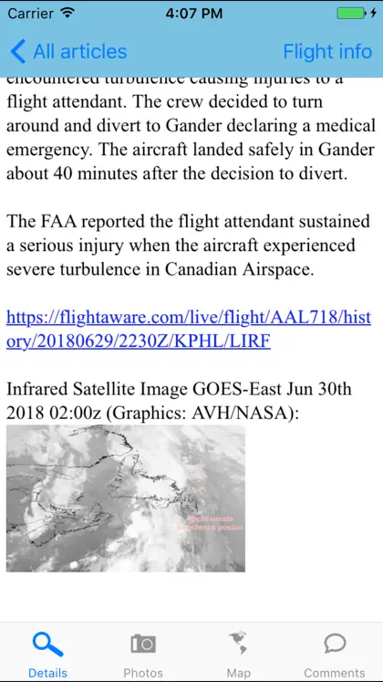 Screenshot 3 di 6 di The Aviation Herald