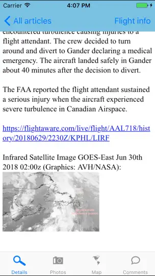 Скриншот The Aviation Herald на iPhone 3