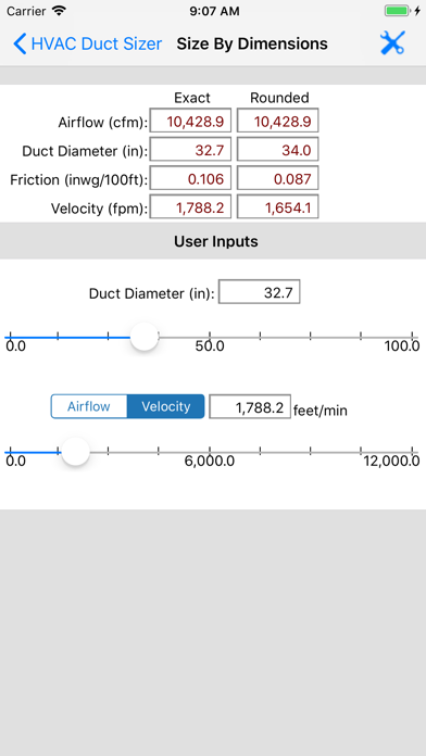 ASHRAE HVAC Duct Sizer Screenshot