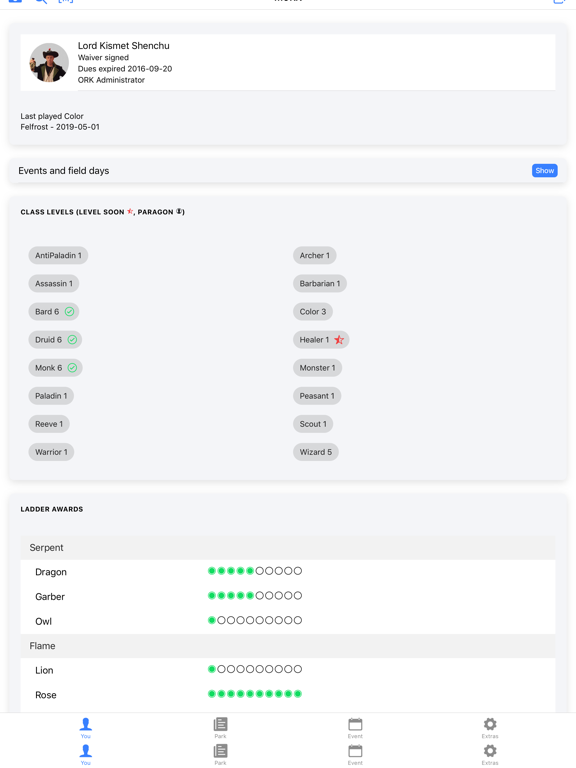 mORK - Mobile Amtgard iPad screenshot 1 - Utilities app