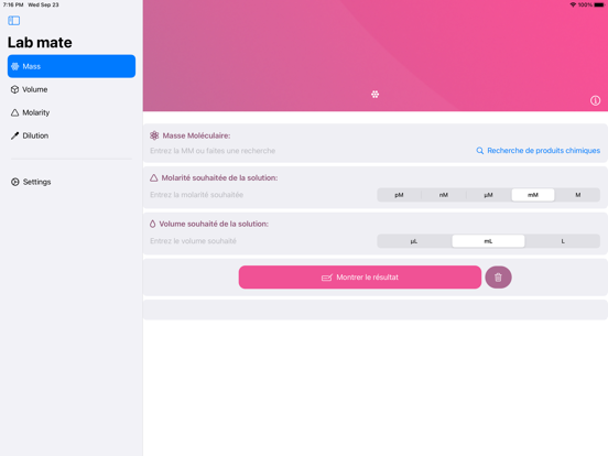 Screenshot #6 pour Lab Mate — Molarité & Dilution