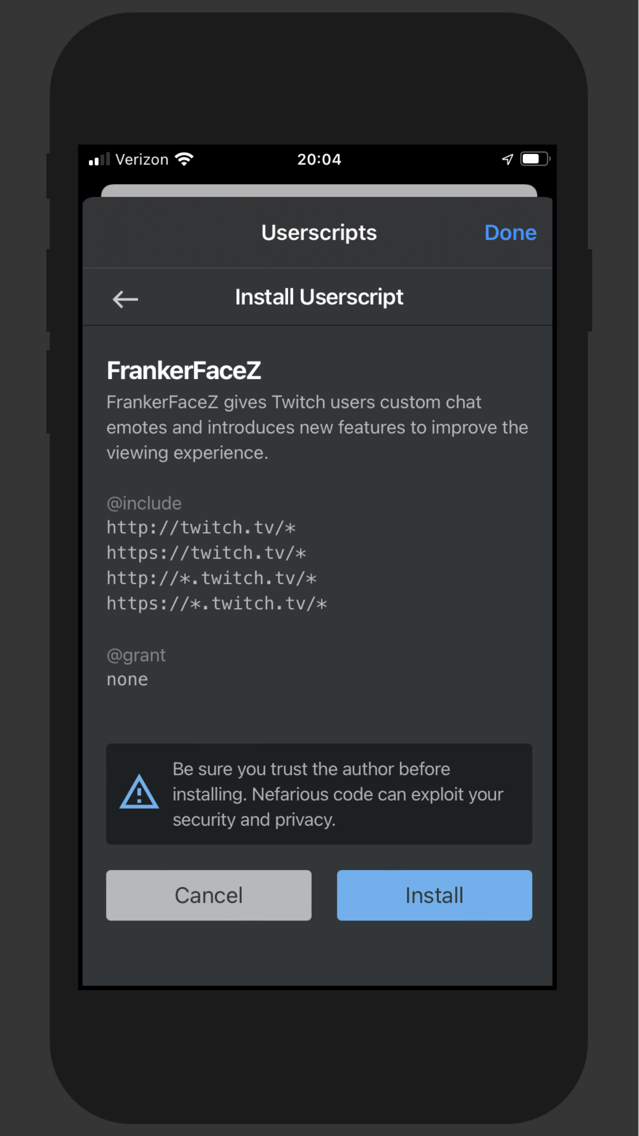 Userscripts screenshot 2