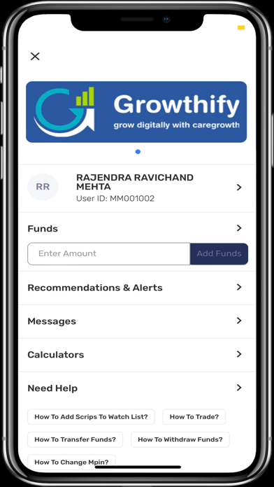 Growthify - Mobile Trading Screenshot