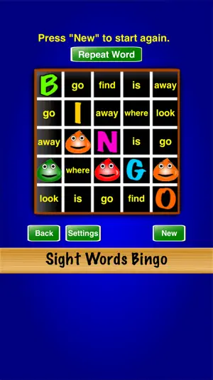 Sight Words Bingo screenshot 1