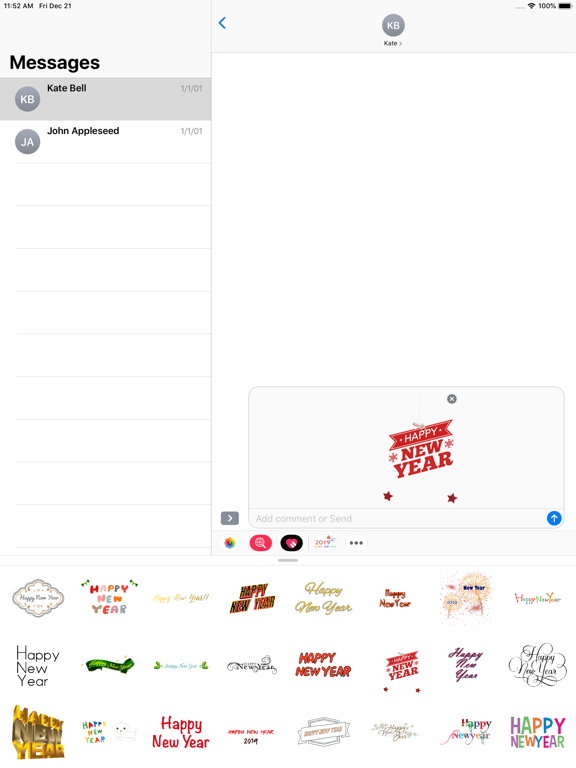 wish New Year stickers 2019 iPad screenshot