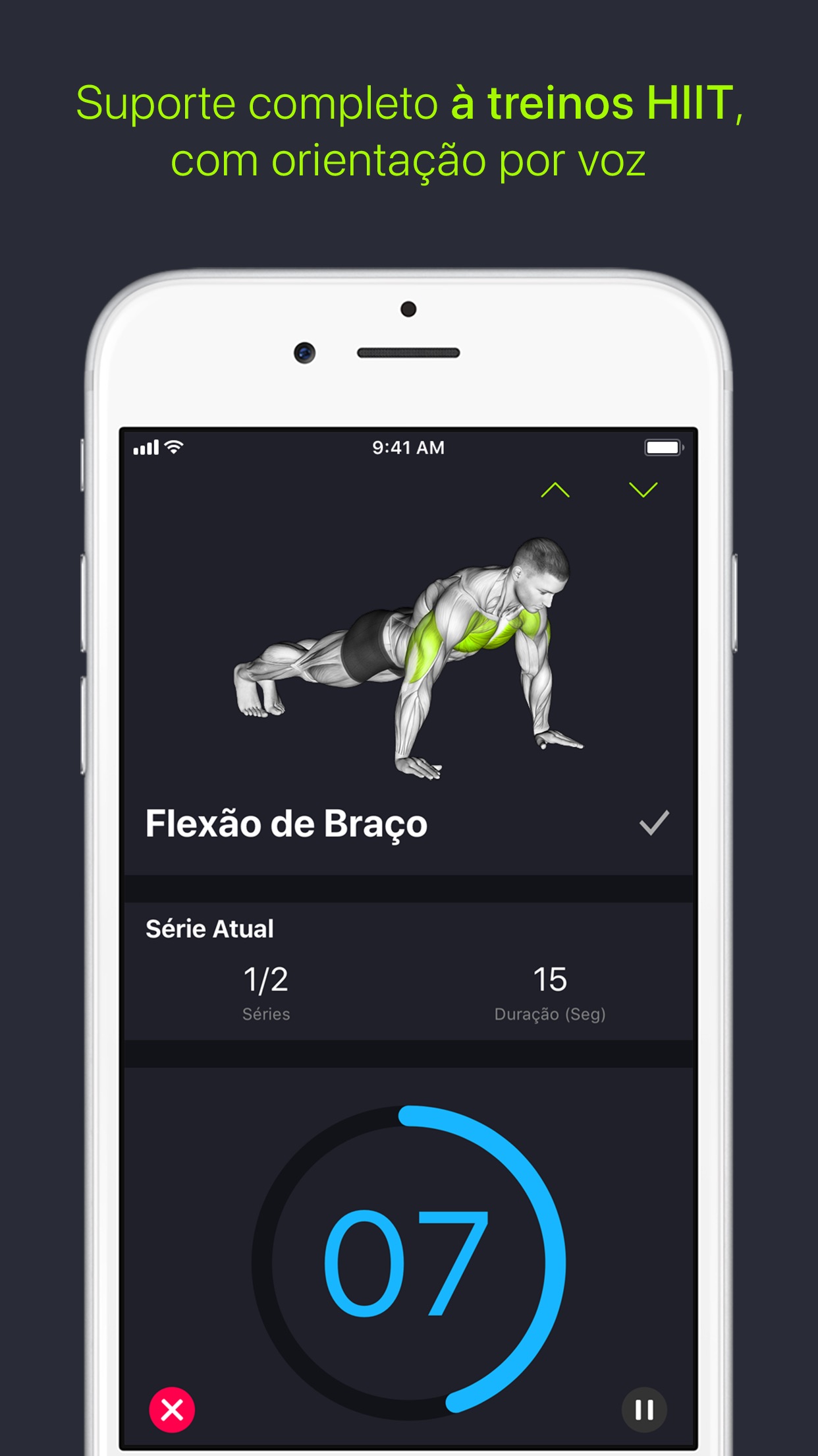 Screenshot do app SmartGym: com Treinos em Casa