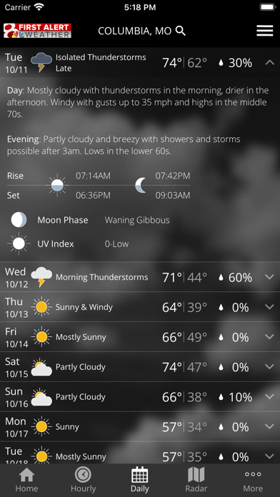 KOMU 8 Weather Screenshot