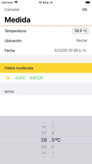 Captura de pantalla de Fiebre en iPhone 5