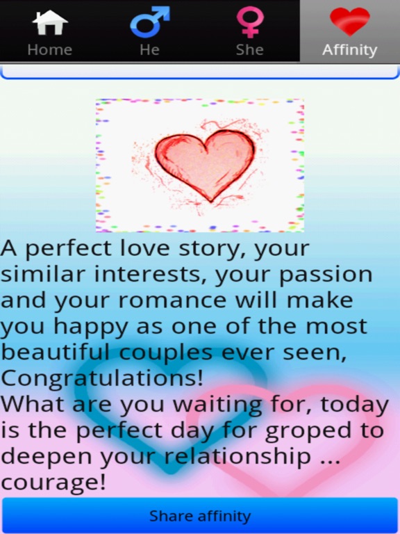 Love Affinity Test iPad screenshot
