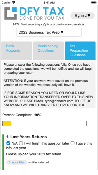 Done For You Tax Screenshot