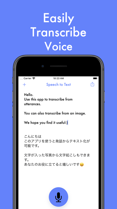 Texter - Recording, Transcript Screenshot