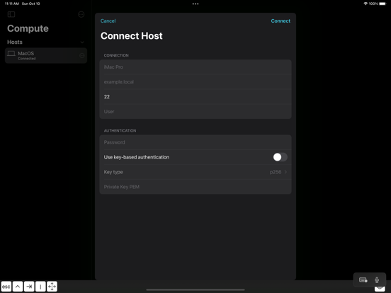 Compute – SSH and Forwarding iPad screenshot 1 - Developer Tools app