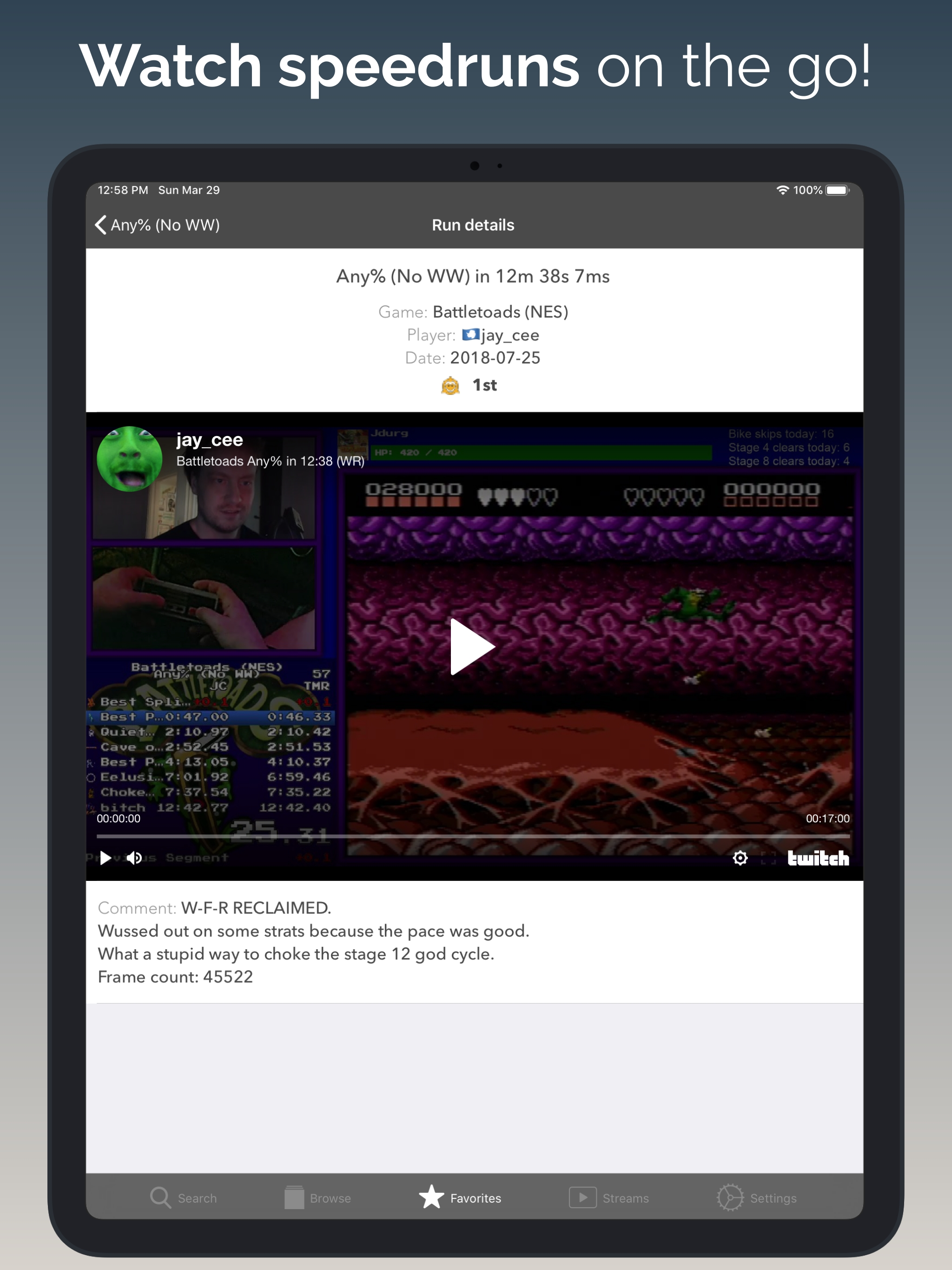 Speedruns browser