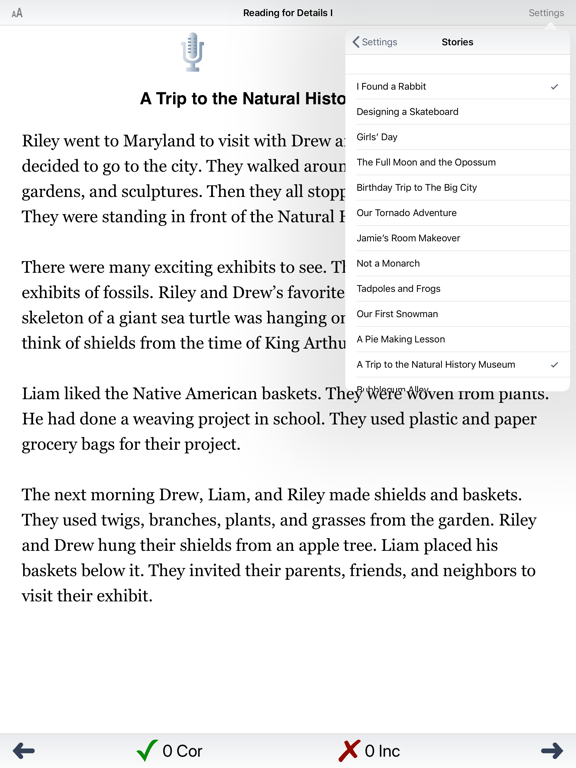 Reading for Details I iPad screenshot