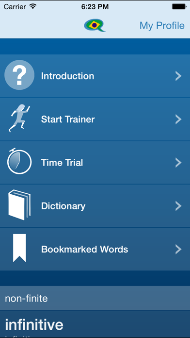 Portuguese Verbs Trainer Screenshot