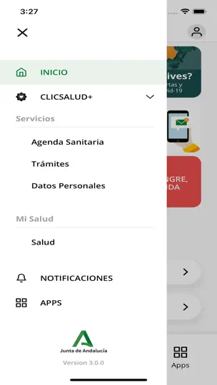 Captura de pantalla de Salud Andalucía en iPhone 3