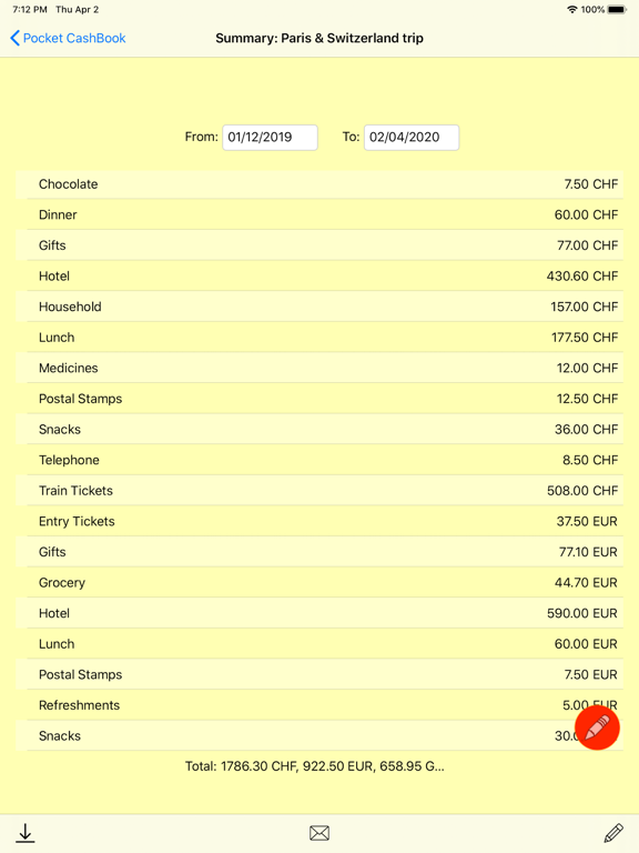 Pocket CashBook iPad screenshot 8 - Finance app