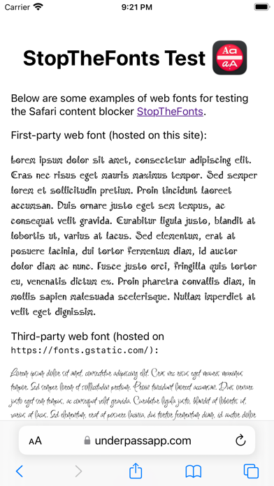 StopTheFonts Screenshot