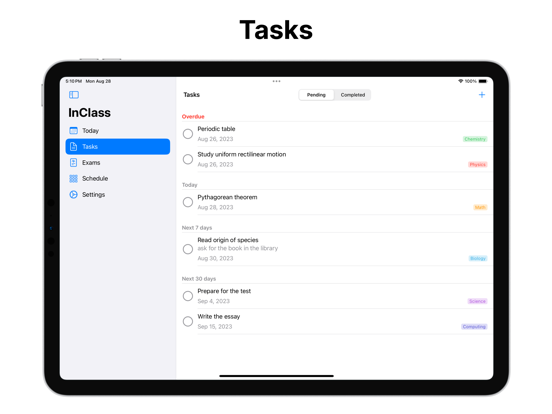 InClass - School Planner iPad screenshot 3 - Education app