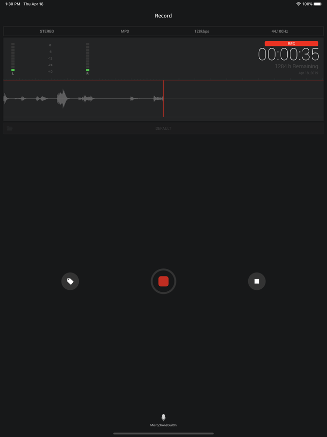 AVR X PRO - צילום מסך של מקליט קול