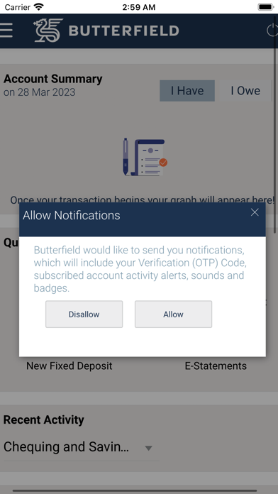 Butterfield Online Banking Screenshot