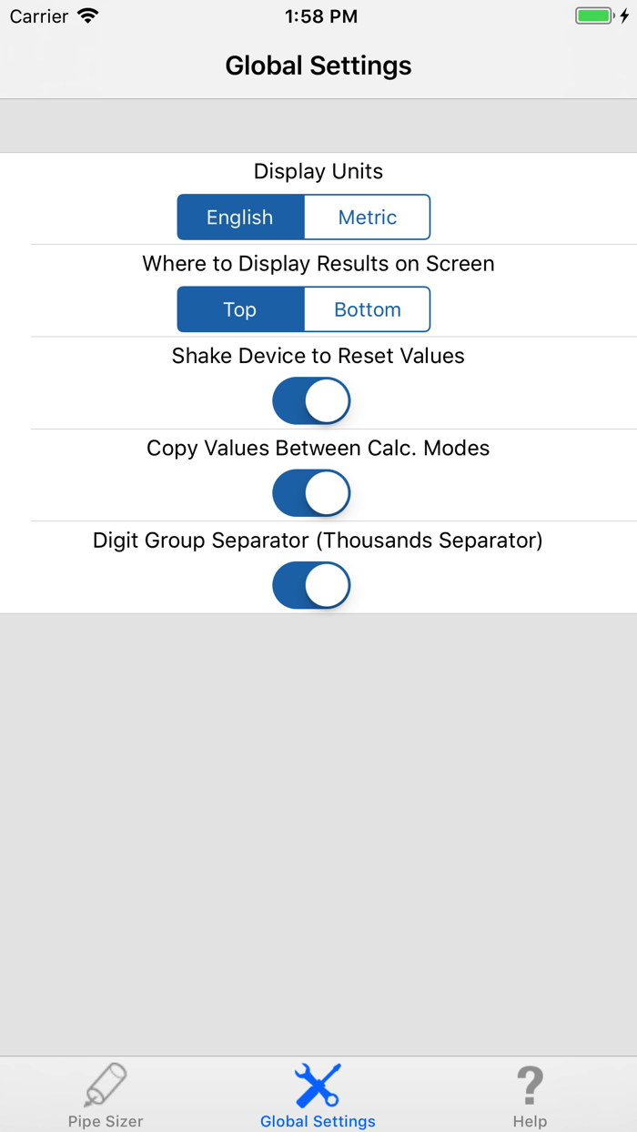 HVAC Pipe Sizer - Gas High