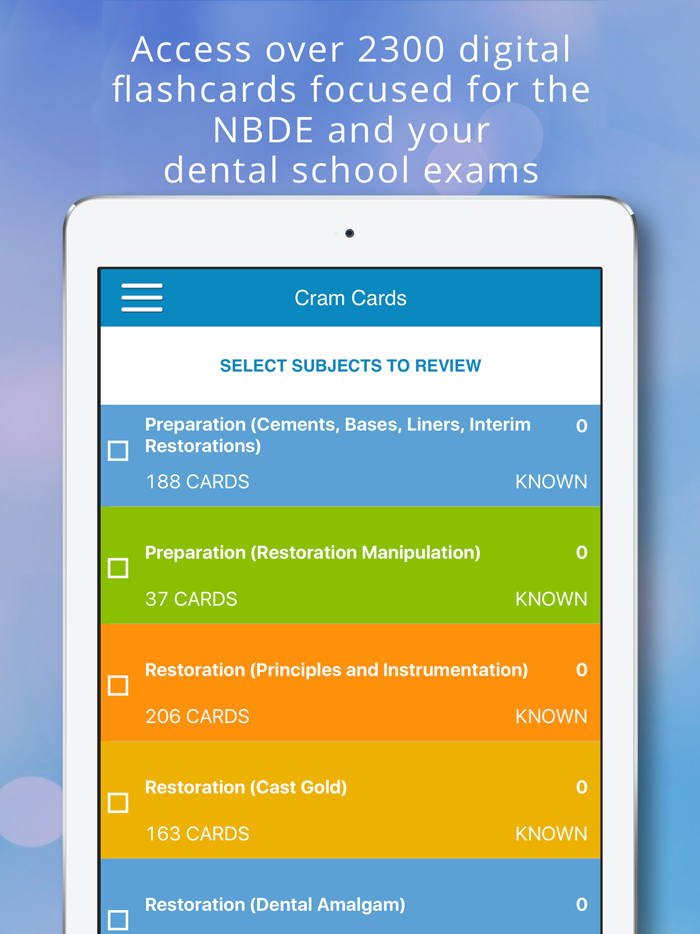 Operative Dentistry Cram Cards