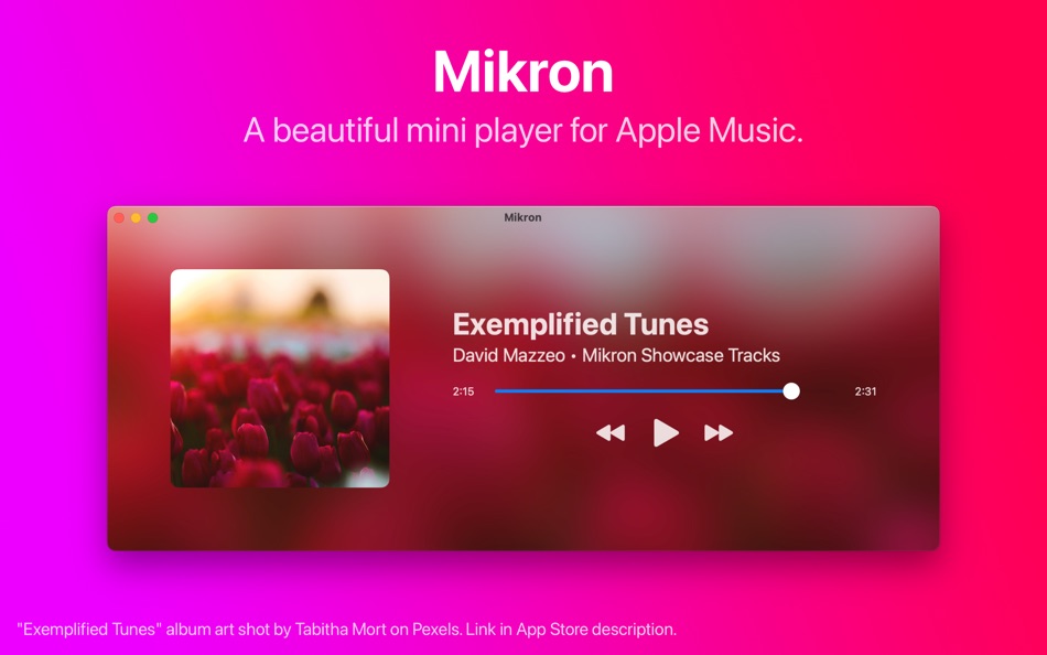 #1. Mikron - Mini Player for Music (macOS) Podle: Luigi Mazzeo