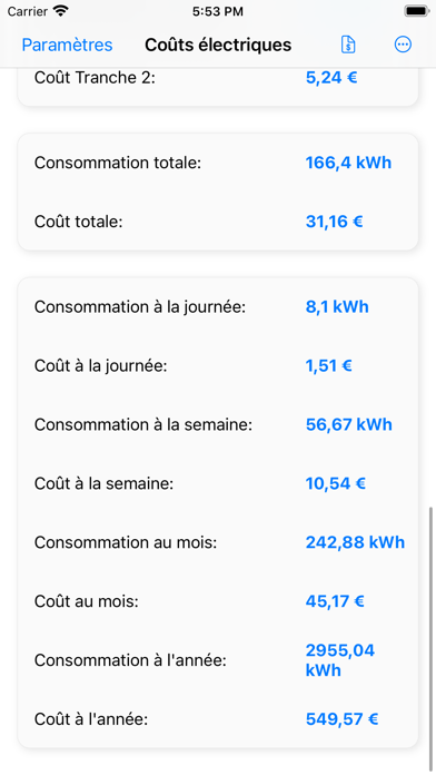 Screenshot #2 pour Coûts électriques