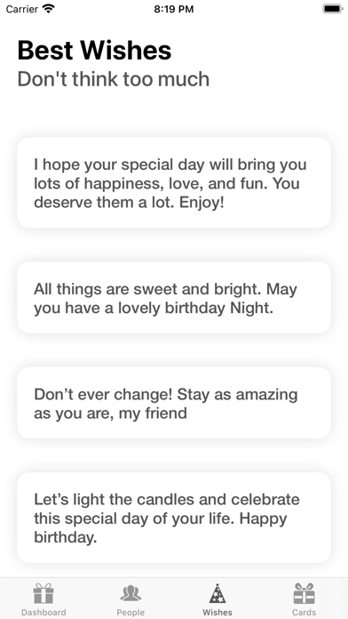 Birthdays app Screenshot