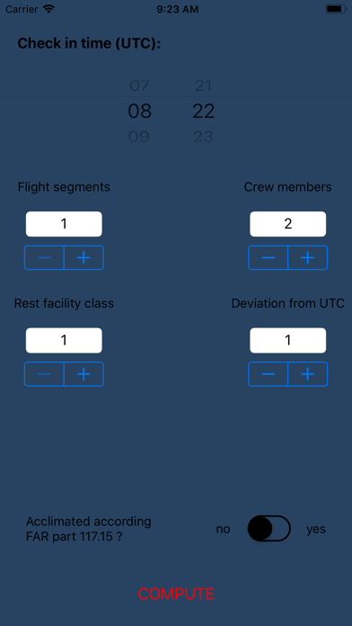 Flight Duty Calculator (FAA) Screenshot