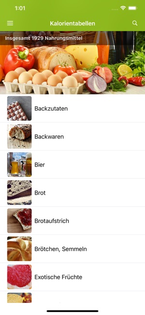 Kalorientabelle im App Store
