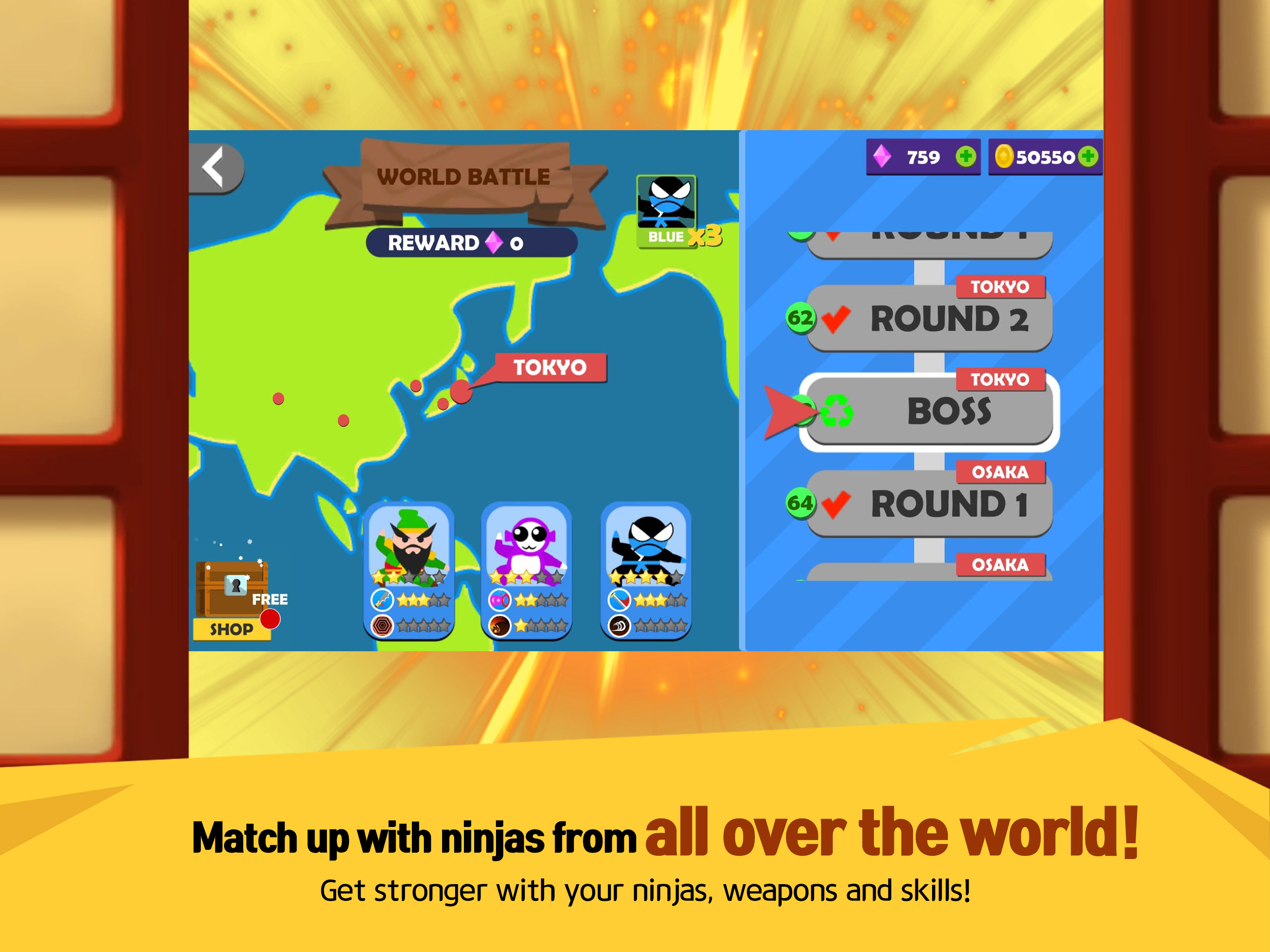 Jumping Ninja Battle - 2Player screenshot 7